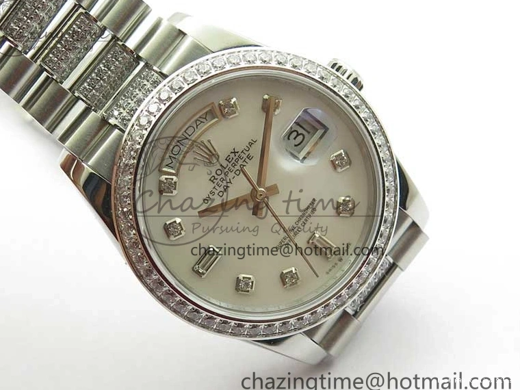 AAA Replica Watches 2682 Bracelet Edition MoistureWicking 36mm Day-Date MOP SS on Dial White President A 128239 Crystal Best SS Crystal Marker BP 1226